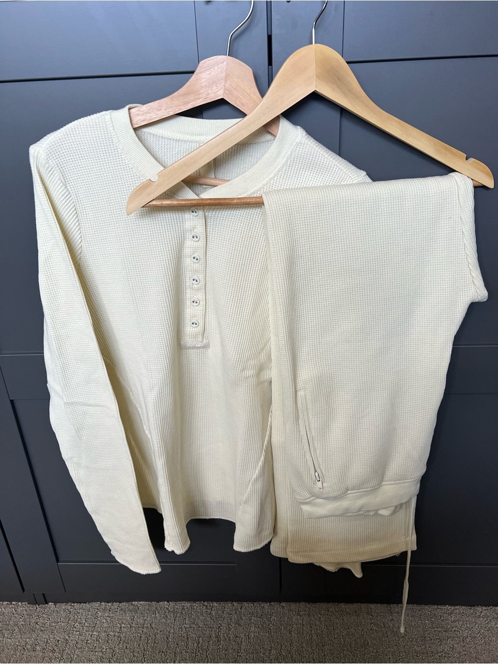 NWOT Women’s SKIMS Cream Thermal Pajama Set